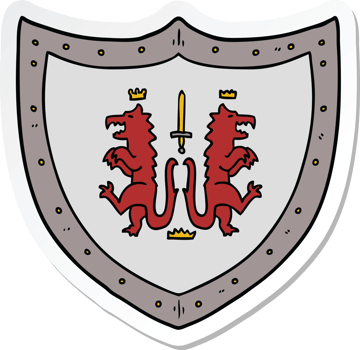 sticker of a cartoon heraldic shield png