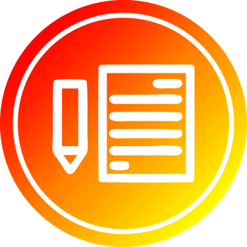 document and pencil circular in hot gradient spectrum png