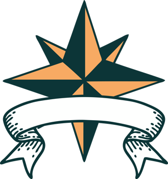 tattoo with banner of a star png
