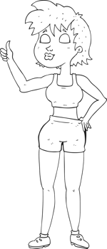 happy gym woman giving thumbs up symbol png