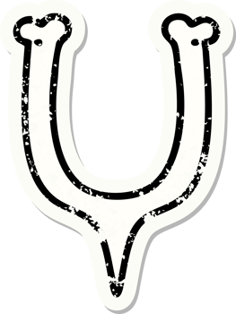 traditional distressed sticker tattoo of a wish bone png