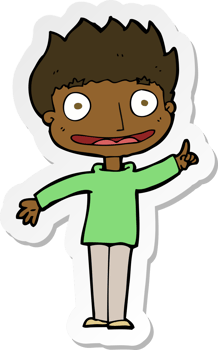 sticker of a cartoon happy boy png