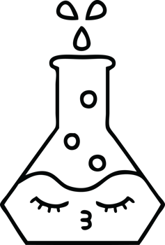 line drawing cartoon science beaker png