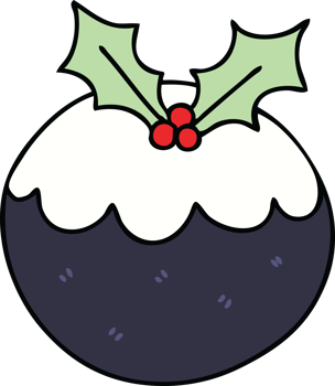 quirky hand drawn cartoon christmas pudding png