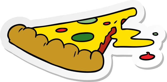 sticker cartoon doodle of a slice of pizza png