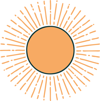 tattoo style icon of a sun png