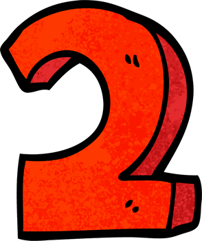 grunge textured illustration cartoon number two png