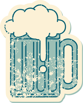distressed sticker tattoo style icon of a beer tankard png