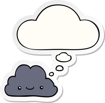 cute cartoon cloud and thought bubble as a printed sticker png