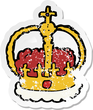 retro distressed sticker of a cartoon crown png