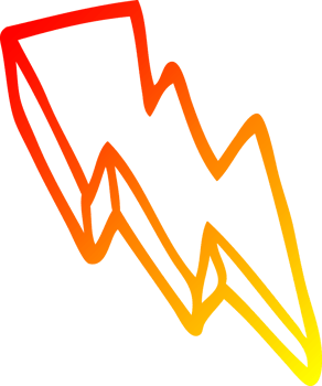 warm gradient line drawing cartoon lightning bolt png