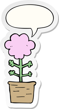 cute cartoon flower and speech bubble sticker png