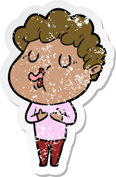 distressed sticker of a cartoon man singing png