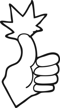 black and white cartoon thumbs up png