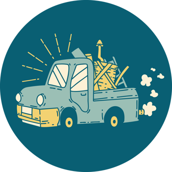 icon of tattoo style truck carrying junk png