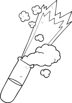 black and white cartoon science test tube png