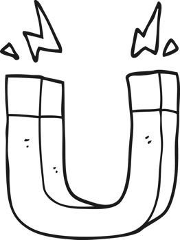 black and white cartoon magnet png