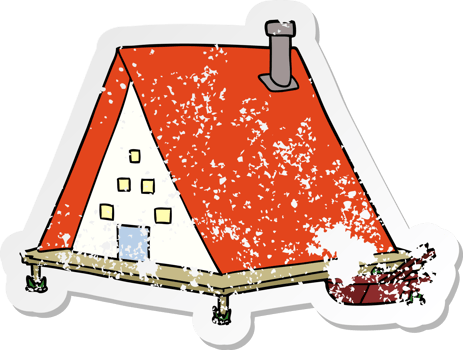 distressed sticker of a cartoon lake house png