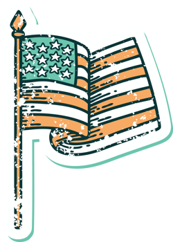 distressed sticker tattoo style icon of the american flag png
