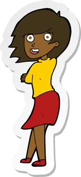 sticker of a cartoon happy woman png