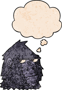 cartoon gorilla and thought bubble in grunge texture pattern style png