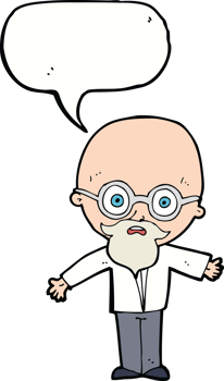 cartoon genius scientist with speech bubble png