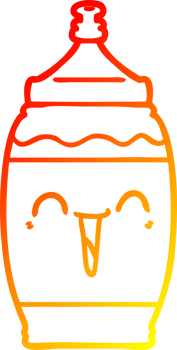 warm gradient line drawing of a cartoon happy sports drink png