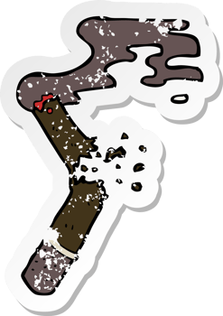 retro distressed sticker of a cartoon broken cigar png
