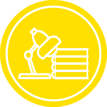 lamp and study books circular icon symbol png