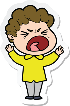 sticker of a cartoon furious man png