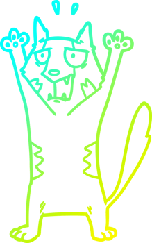 cold gradient line drawing of a cartoon panicking cat png