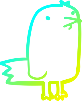 cold gradient line drawing of a cartoon bird png