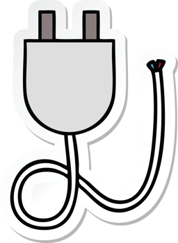sticker of a cute cartoon electrical plug png