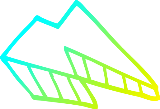 cold gradient line drawing of a cartoon lightening bolt png