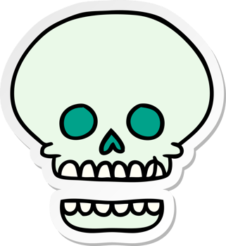 hand drawn sticker cartoon doodle of a skull head png