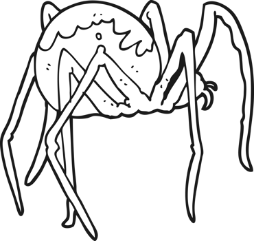black and white cartoon creepy spider png