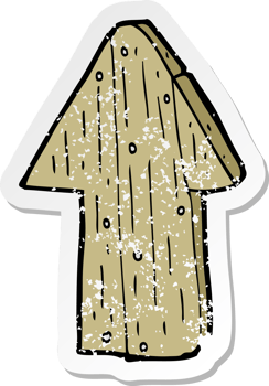retro distressed sticker of a cartoon wooden direction arrow drawing png