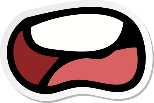 sticker of a cartoon unhappy mouth png