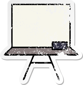 distressed sticker of a cute cartoon white board png