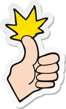sticker of a cartoon thumbs up png
