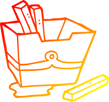 warm gradient line drawing of a cartoon box of fries png