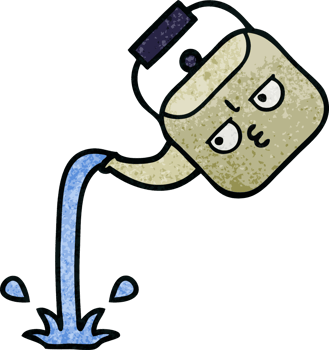 retro grunge texture cartoon of a pouring kettle png