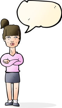 cartoon annoyed woman with speech bubble png