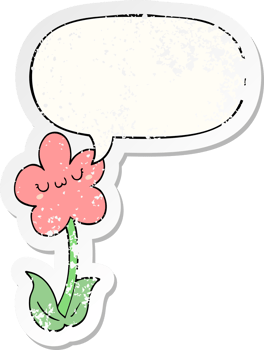 cartoon flower with speech bubble distressed distressed old sticker png