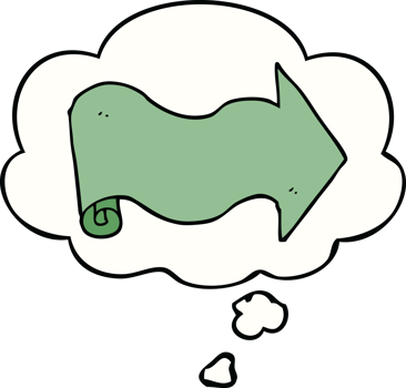 cartoon arrow with thought bubble png