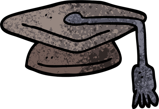 grunge textured illustration cartoon graduation hat png