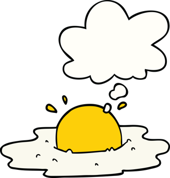 cartoon fried egg with thought bubble png