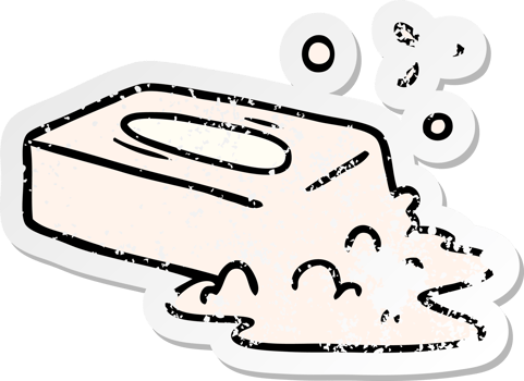 hand drawn distressed sticker cartoon doodle of a bubbled soap png