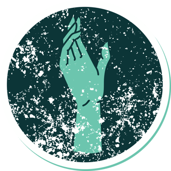 iconic distressed sticker tattoo style image of a hand png