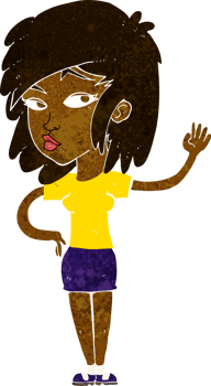 cartoon pretty woman waving png
